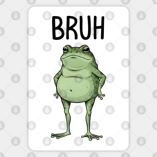 Cute Frog Serving Big Bruh Energy fun design Magnet by Luxinda